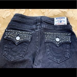 Black True Religion Swarovski Encrusted Jeans